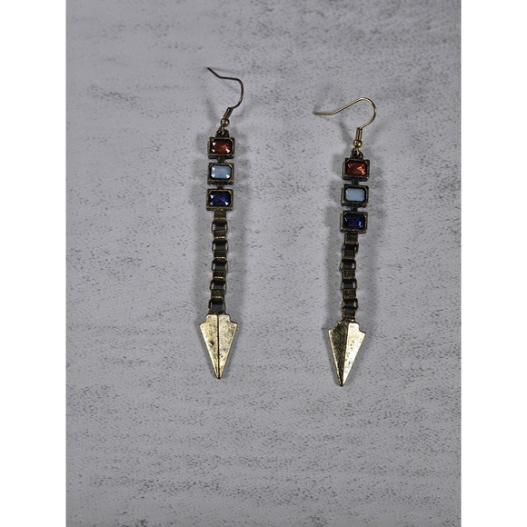 Vintage Arrow Dangle Earrings Red White Blue Boho Drop Jewelry - Picture 10 of 12